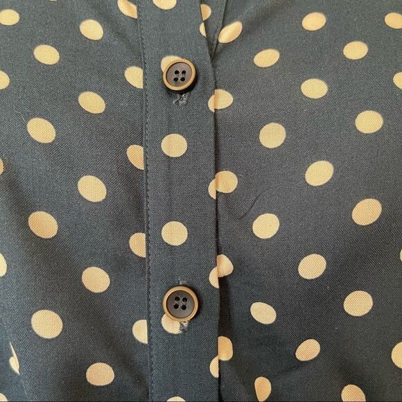 ZARA Navy Blue Polka Dot Shirt Dress Twist front Medium - Picture 3 of 6